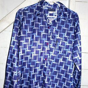 Vintage Blue Collar Ethic Blue Gray Shiny Shirt L